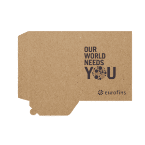 Eco folder with the Eurofins Our World Needs You branding