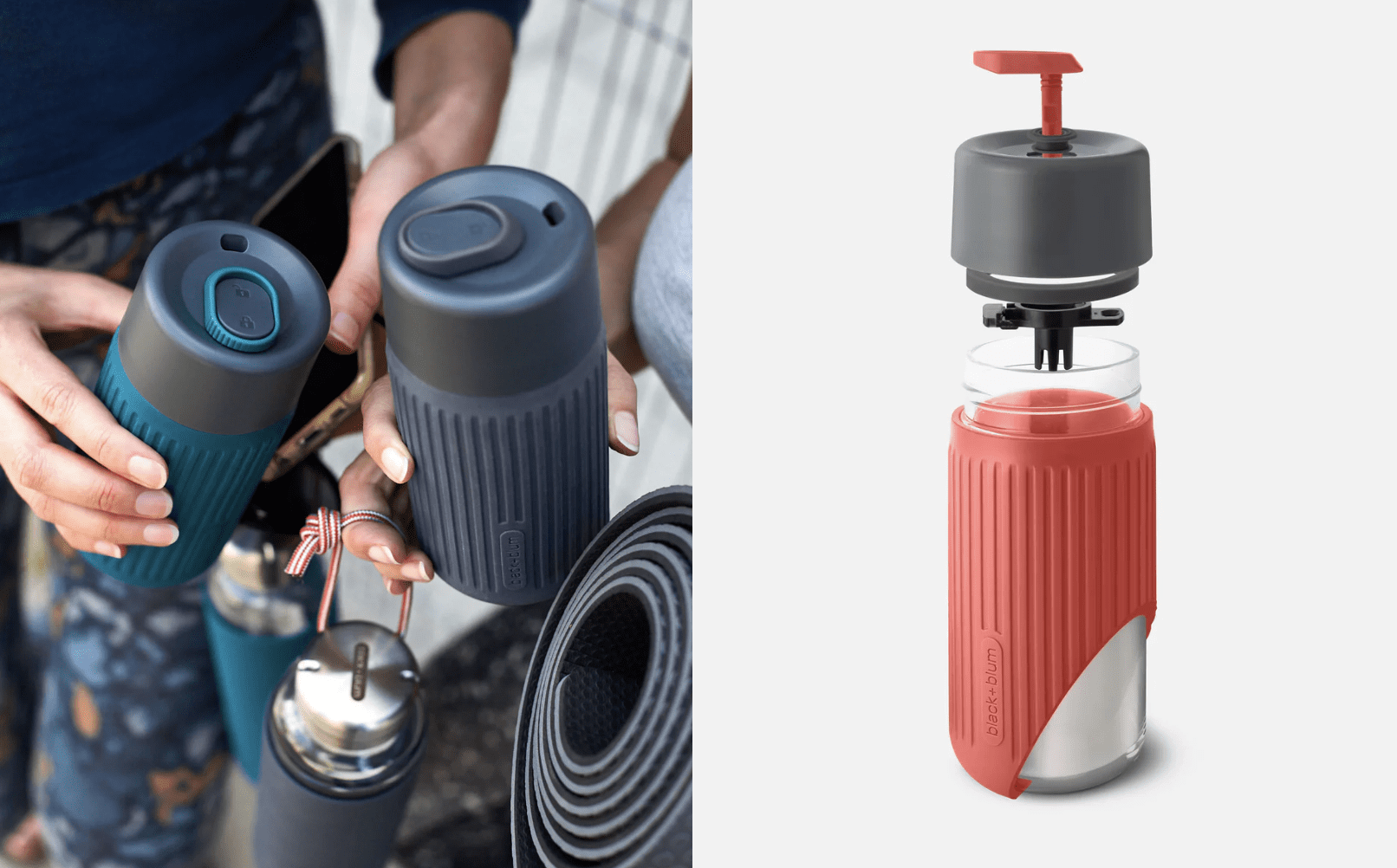 Glass travel cup Black-Blum with Eurofins logo