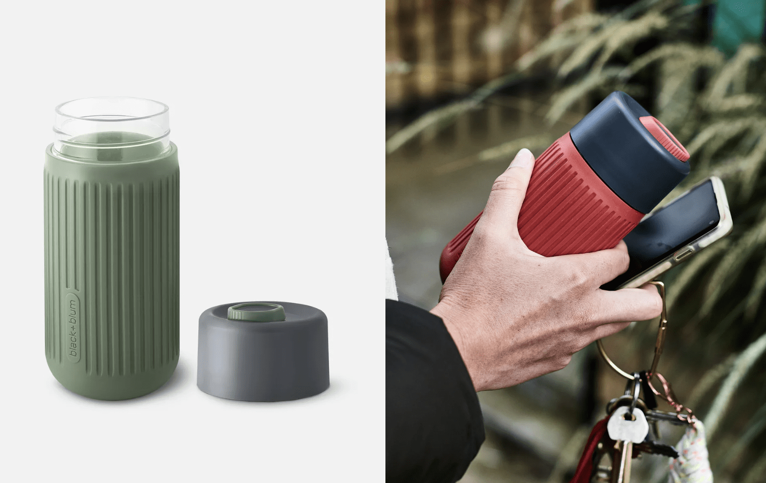 Glass travel cup Black-Blum with Eurofins logo