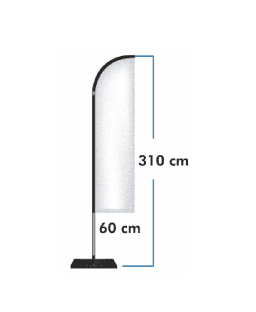 White beach flag with Eurofins logo 310 cm size XL